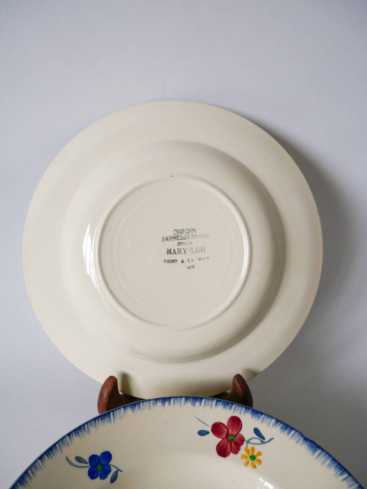 Set of 6 digoin sarreguemines soup plates model "mary-lou" 1940