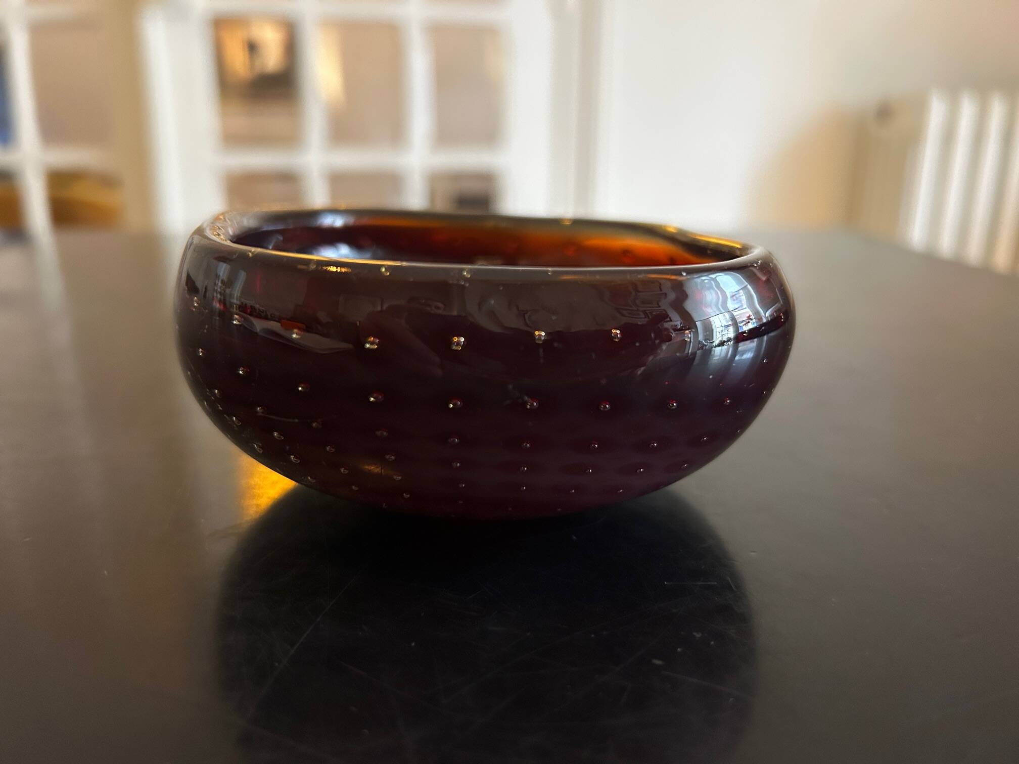 red and yellow Murano pocket vase