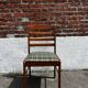 Lot of 3 vintage checkered wood and fabric chairs.