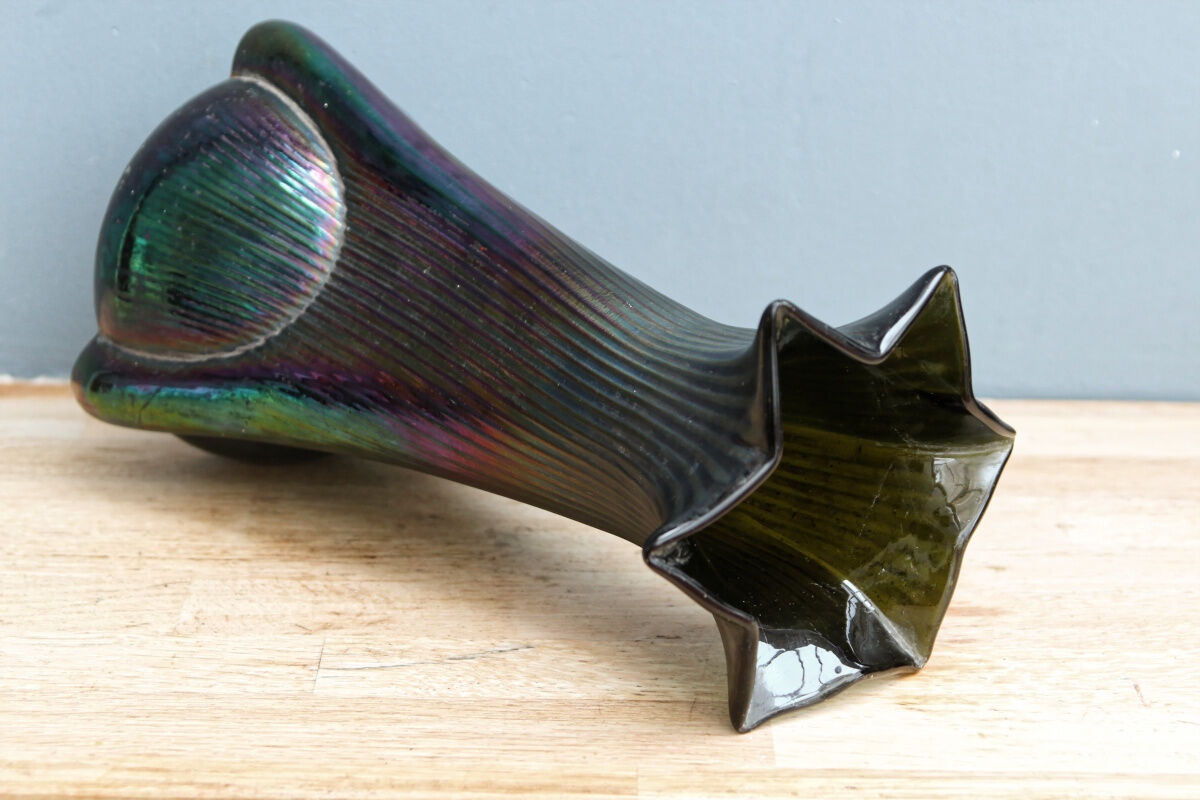 Iridescent glass vase