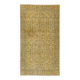 Vintage Handmade Turkish Wool Area Rug Redyed in Yellow for Modern Interiors