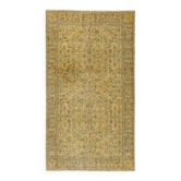 Vintage Handmade Turkish Wool Area Rug Redyed in Yellow for Modern Interiors
