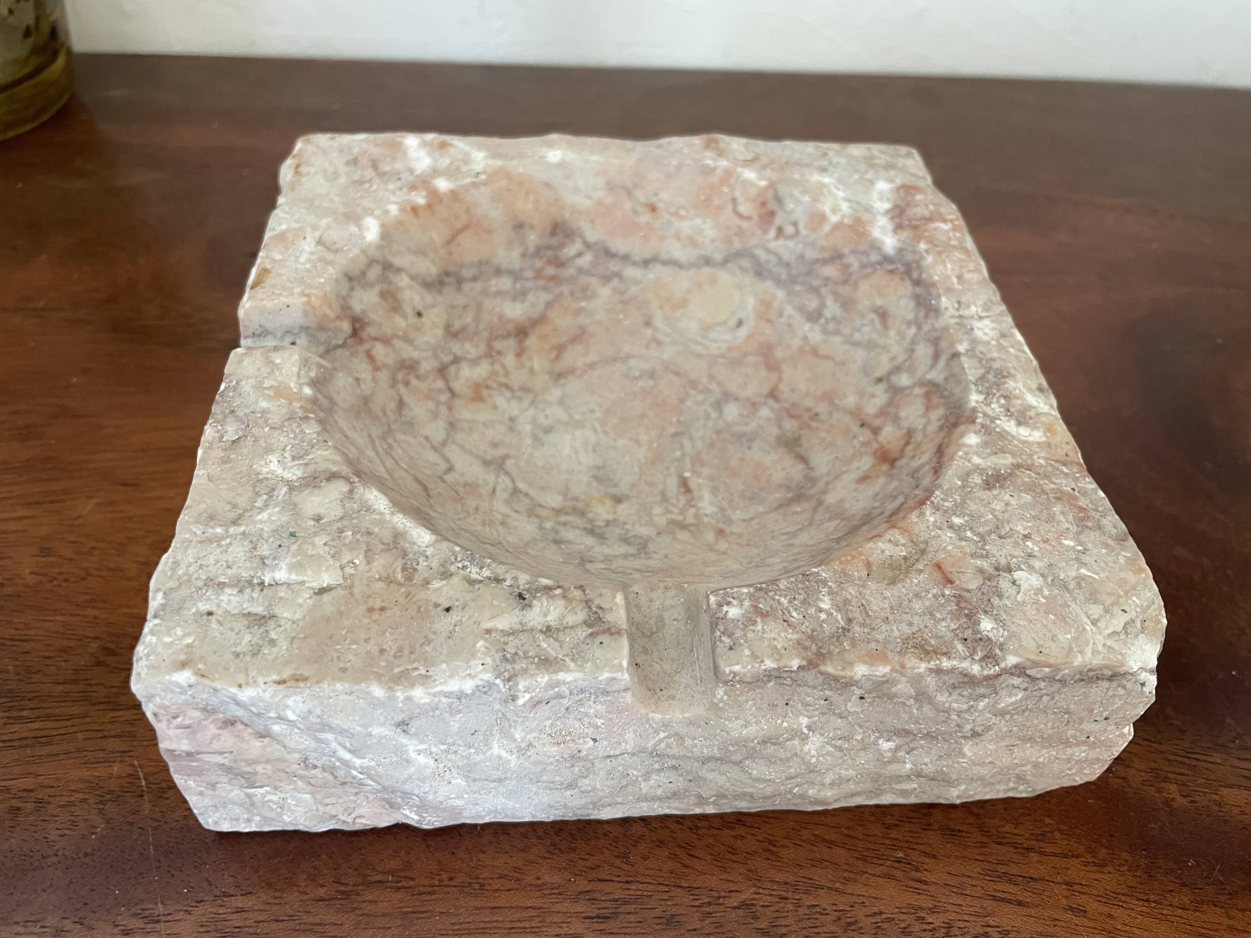 Vintage pinkish beige marble ashtray