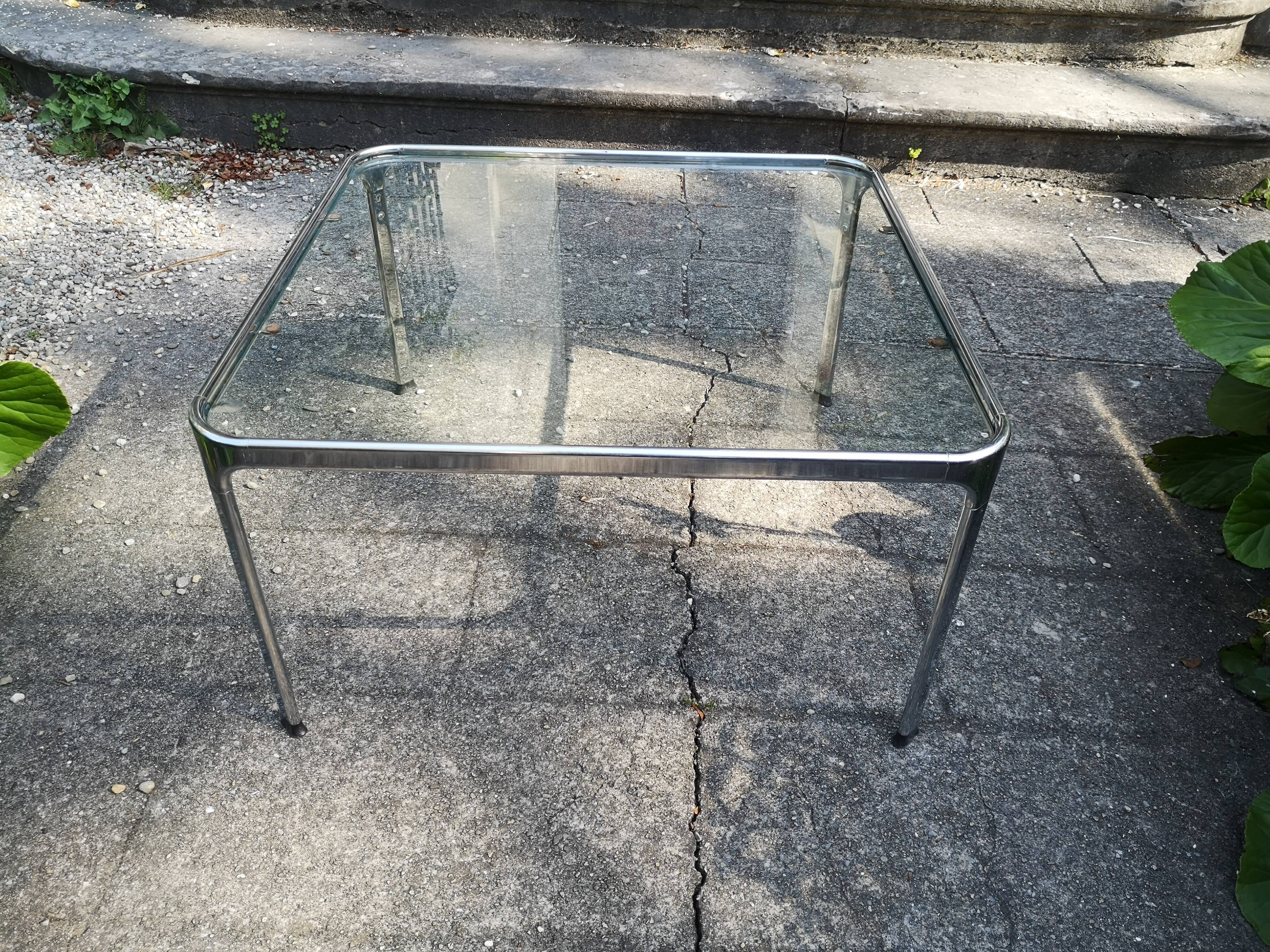 Vintage coffee table chrome and glass