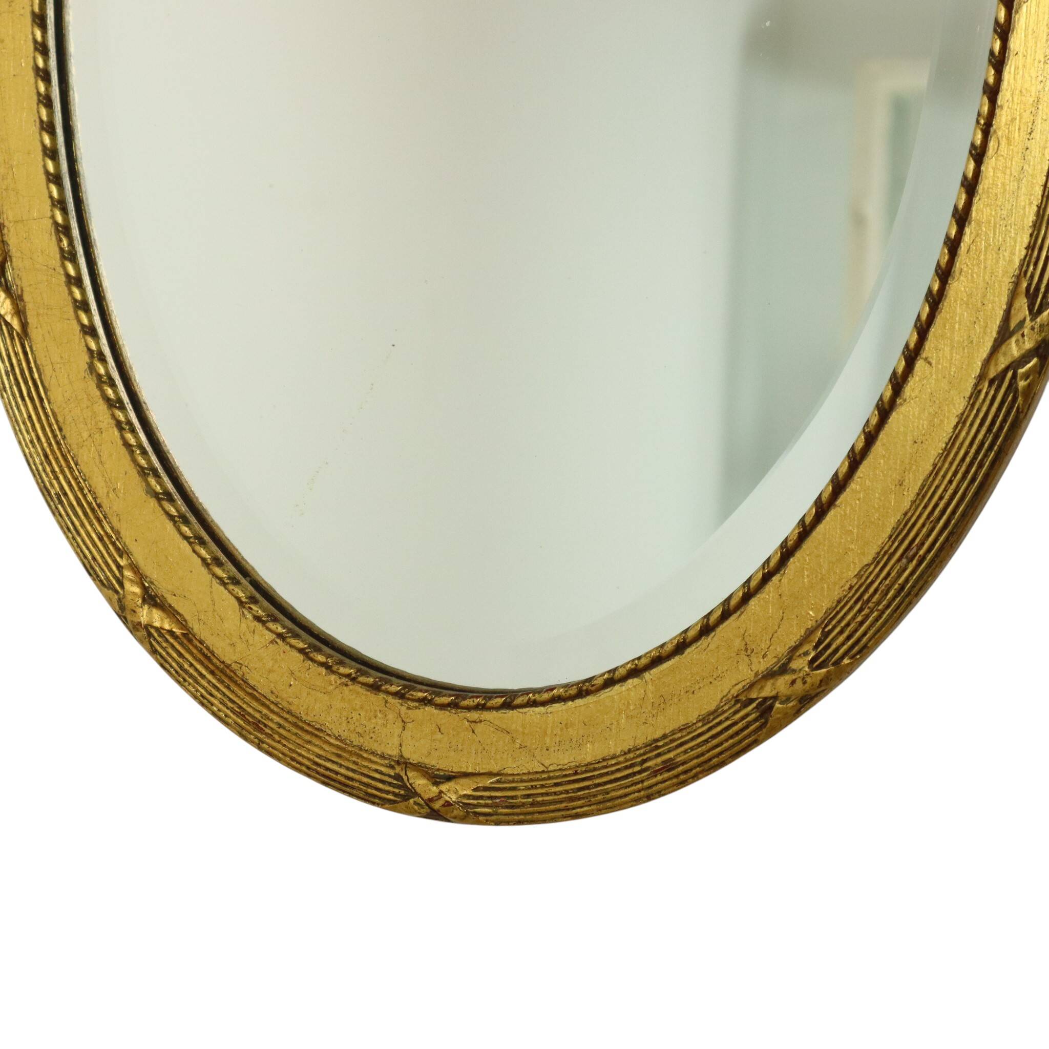 French Oval Facet Cut Mirror with Bow Classic 51cm