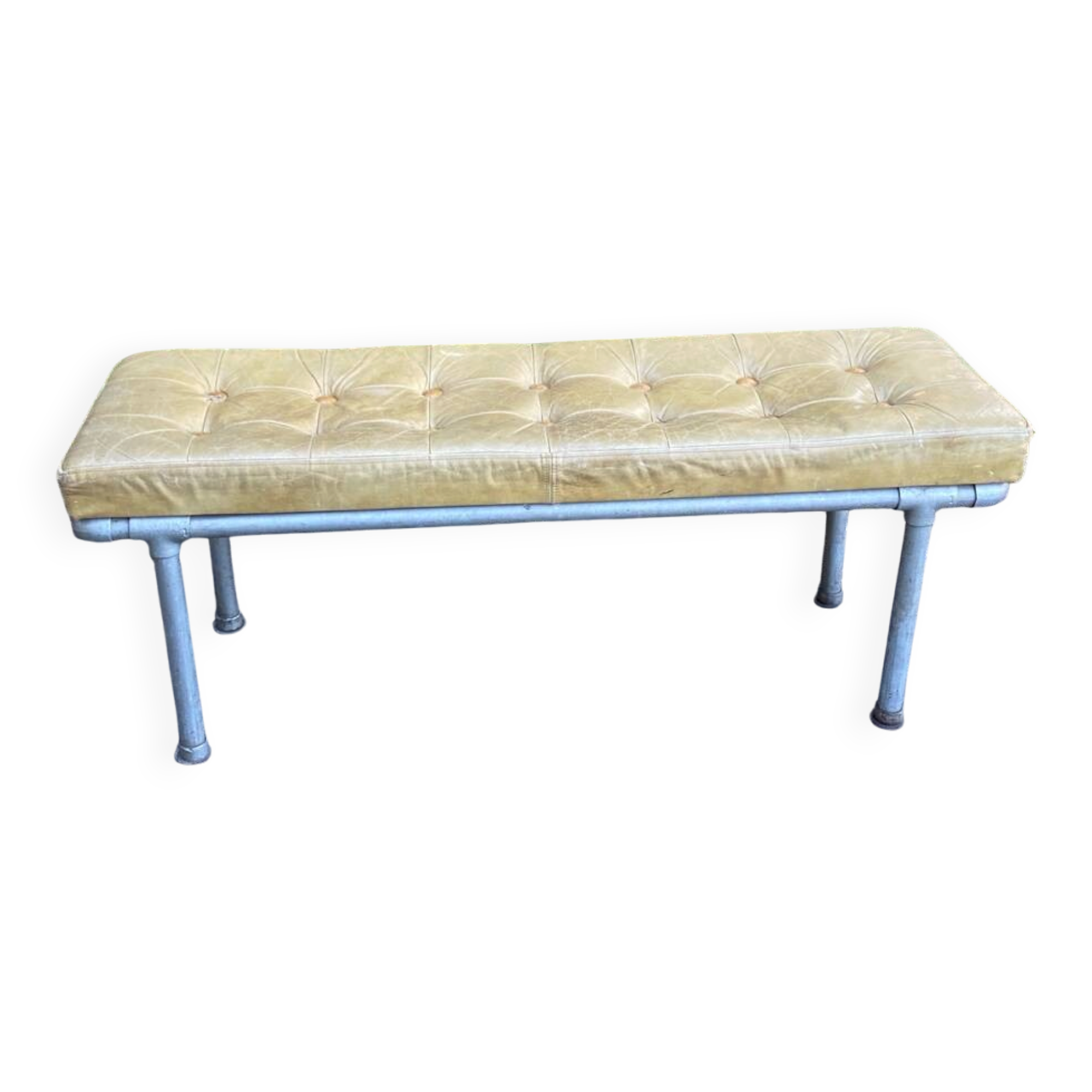 Individual leather and metal design bench