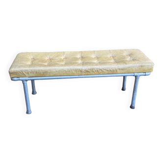 Individual leather and metal design bench
