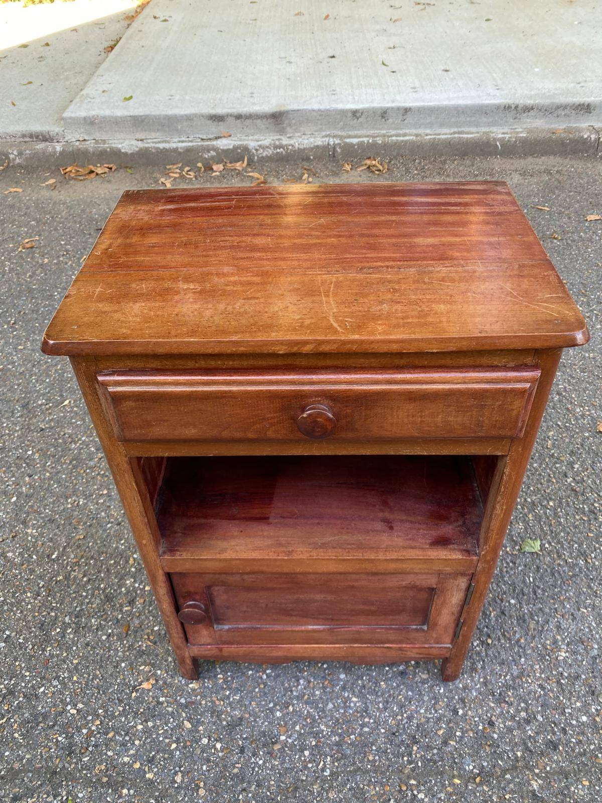 Art Deco bedside table in solid wood 1960