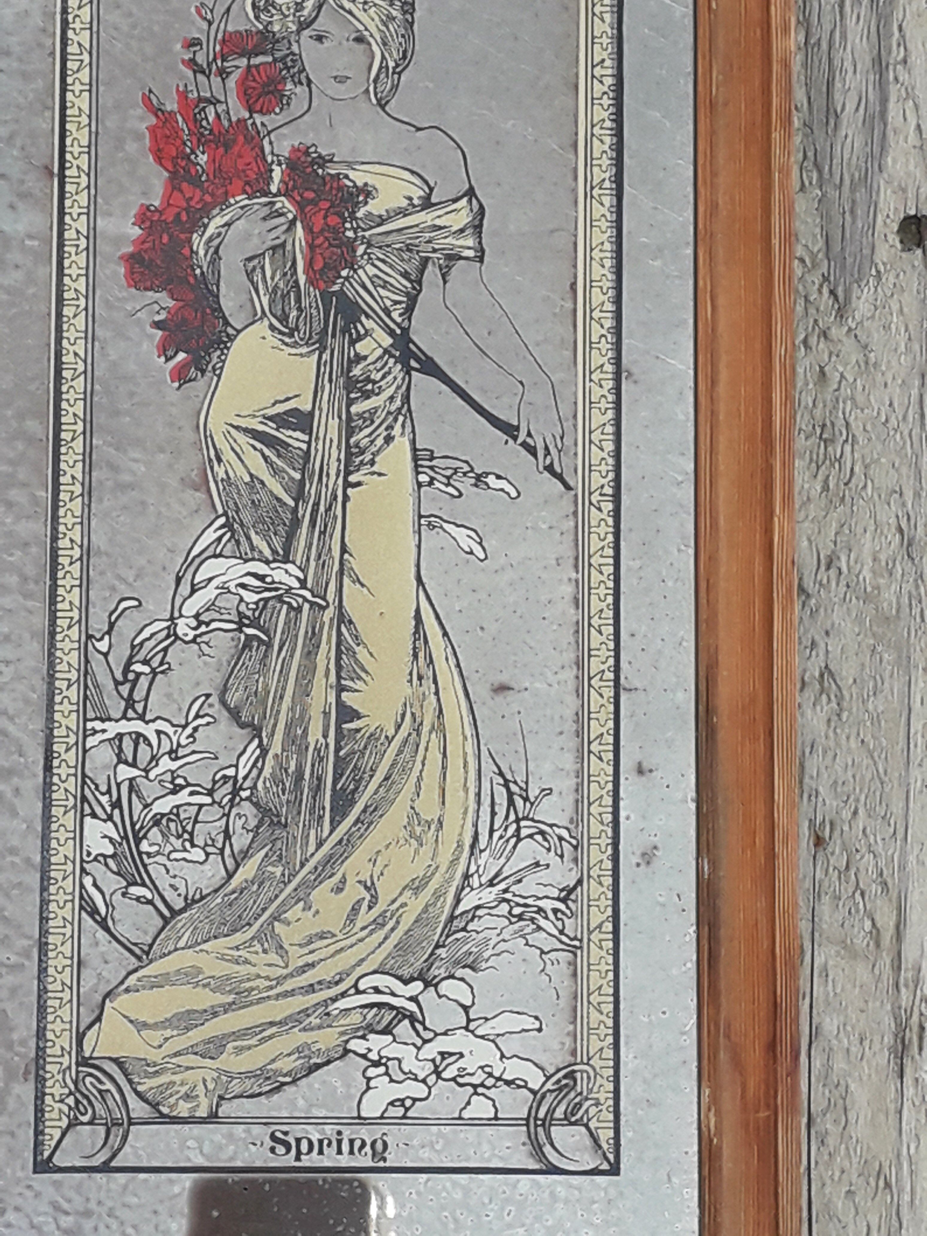 Alphonse Mucha painting mirror illustrated 1960