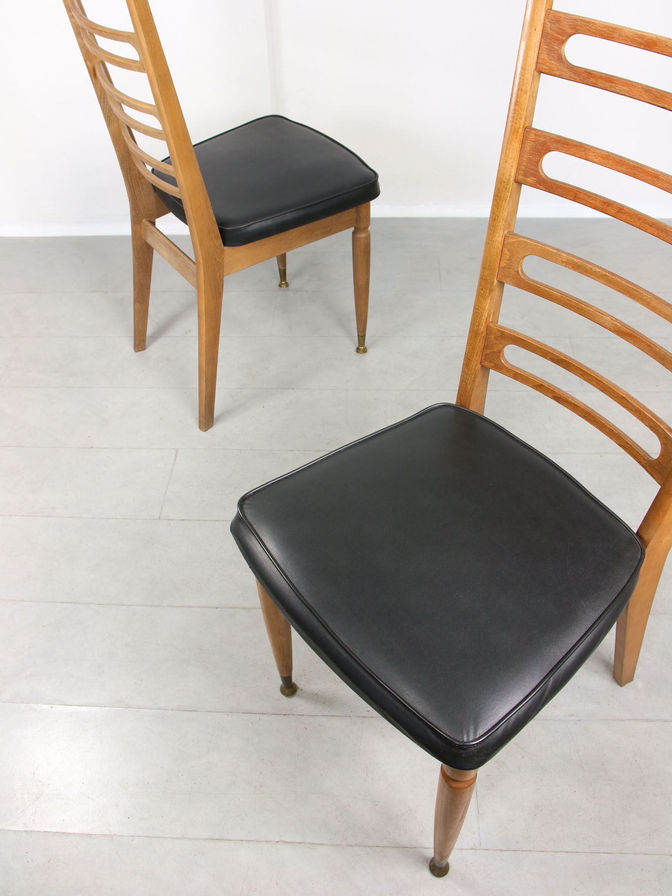 Vintage wooden & brass dining chairs