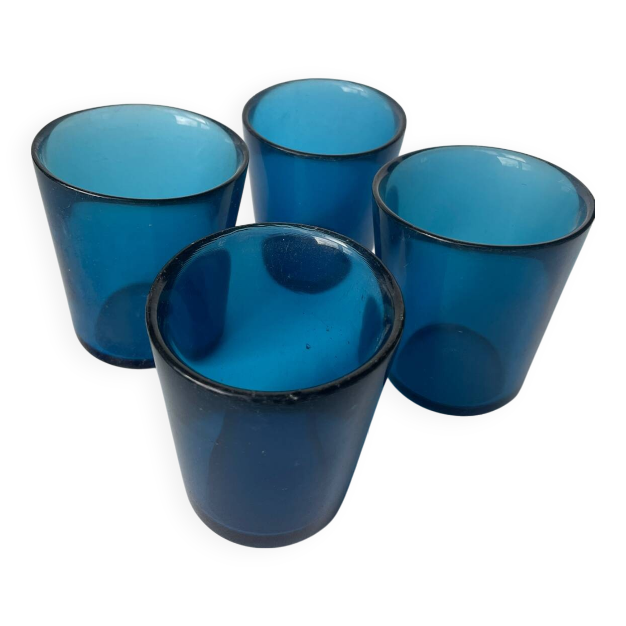 Lot 4 verres Orrefors Fuga Bleus