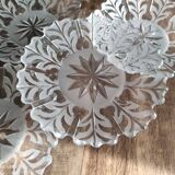 Set of 4 opaque glass bread plates snowflake