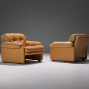 Stunning Coronado chairs in cognac leather by Afra & Tobia Scarpa - B&B Italia