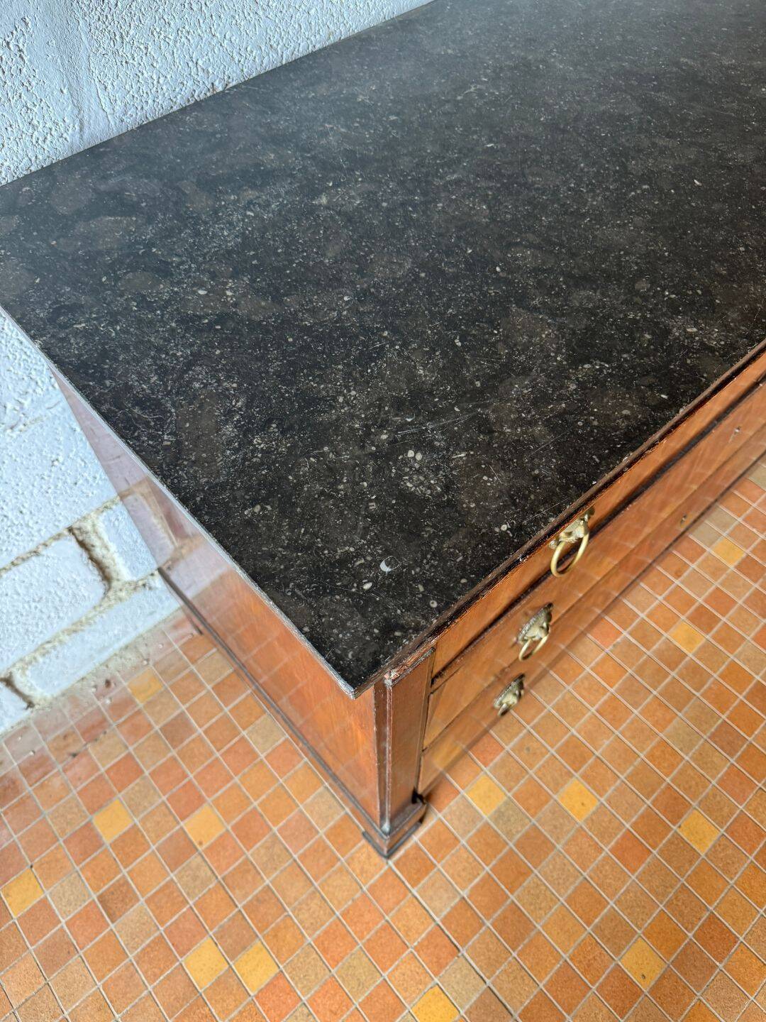 Mahogany commode, marble top - 19th century
