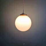 Art Deco suspension in white opaline and brass
