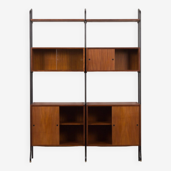 Italian Mid-Century Two Bay Wall Unit or a Room Divider in Teak, Model "Aedes" by Amma Torino, 1950s