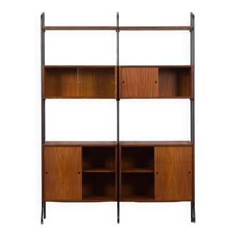 Italian Mid-Century Two Bay Wall Unit or a Room Divider in Teak, Model "Aedes" by Amma Torino, 1950s
