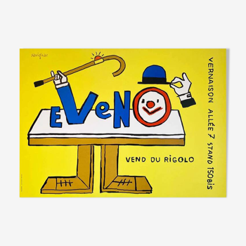 Affiche original Eveno Vend du Rigolo par Raymond Savignac 2001 - Petit Format - On linen