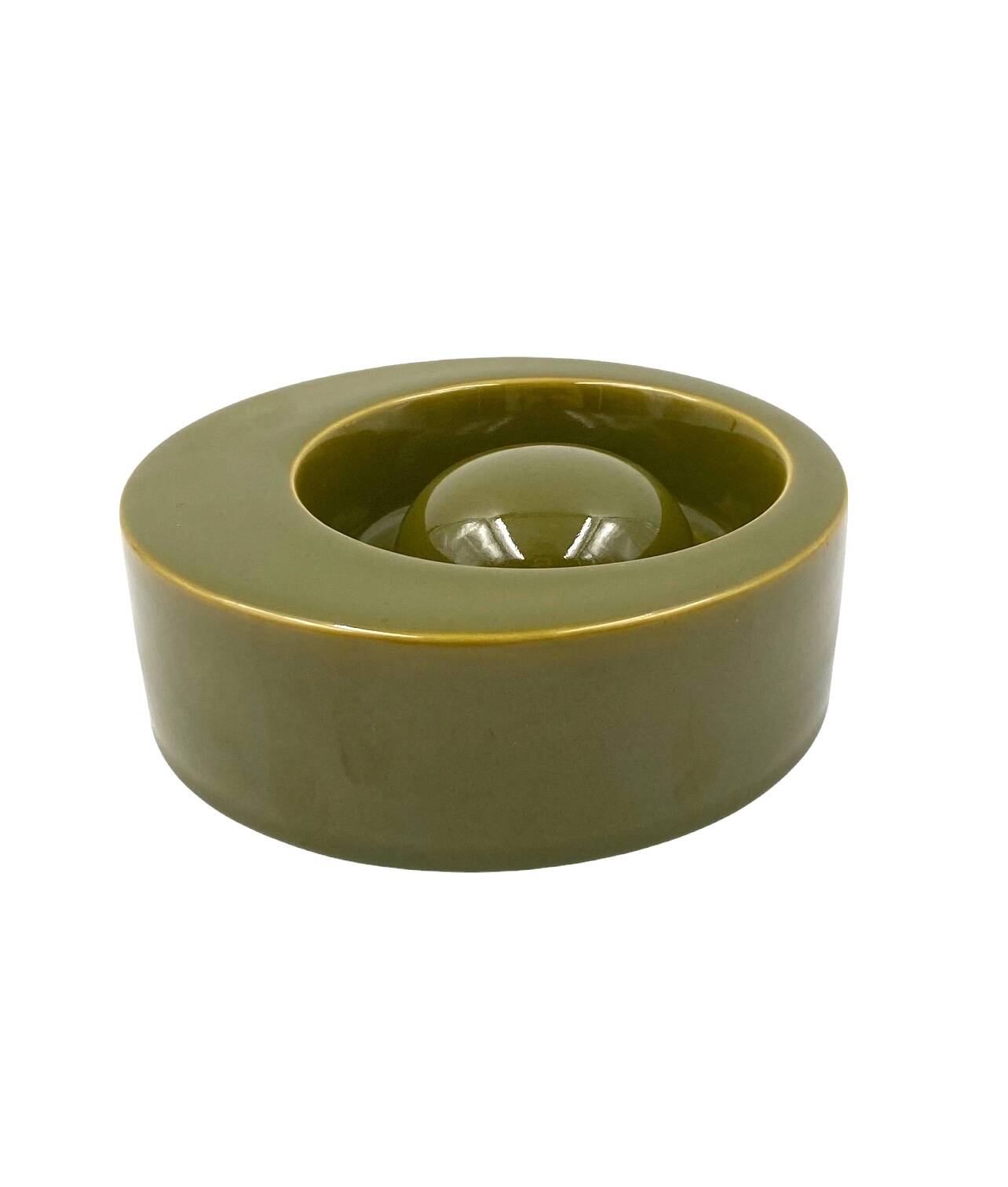 Mid-century green ceramic ashtray, Sicart Italy 1969