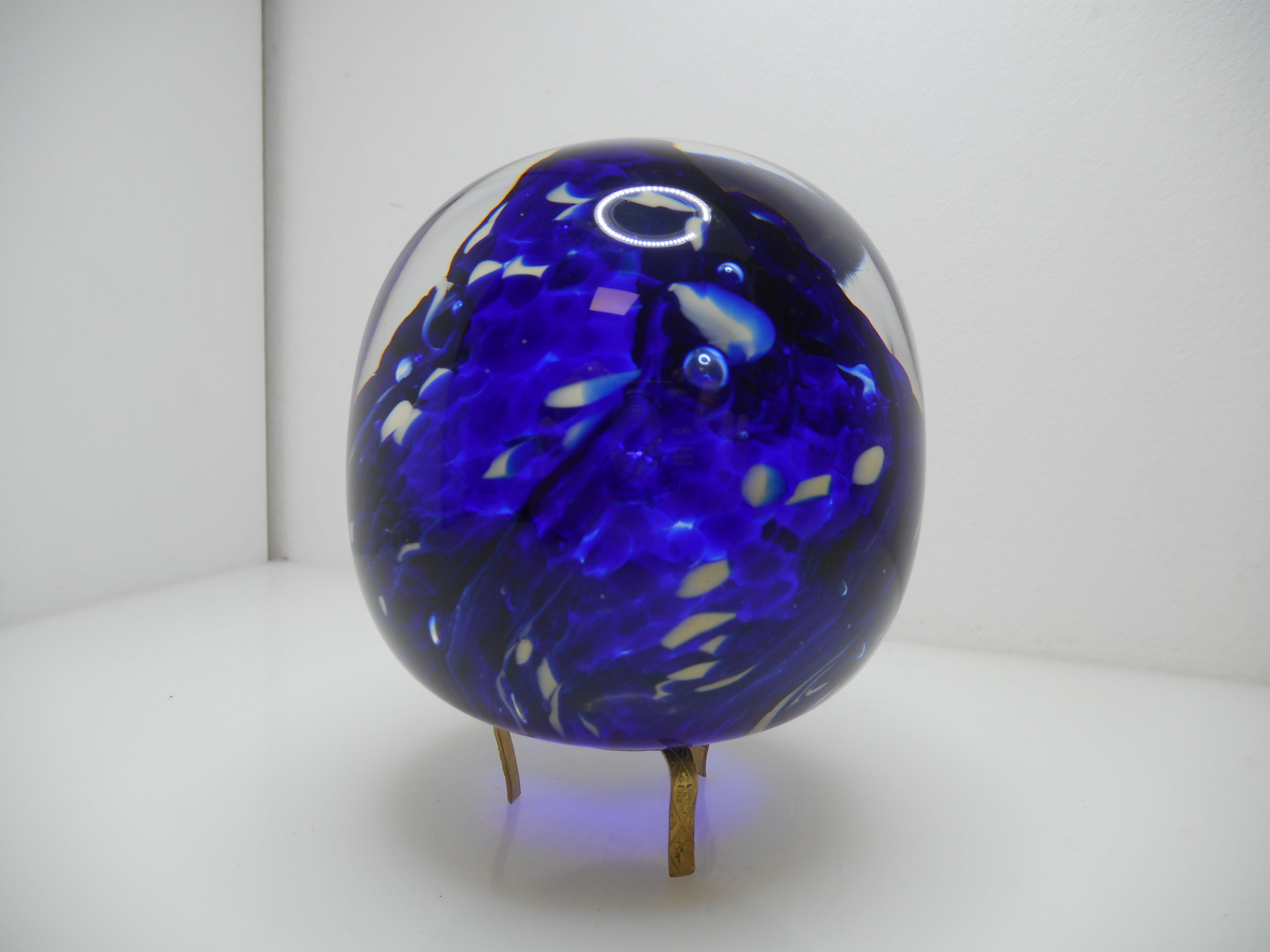 Blue parchment paper press signed 1980