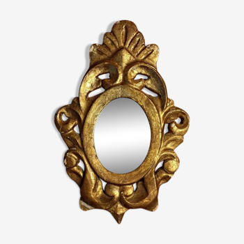 Carved and gilded wood rocaille mirror