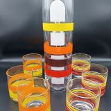 Carafe and 6 glasses 70s