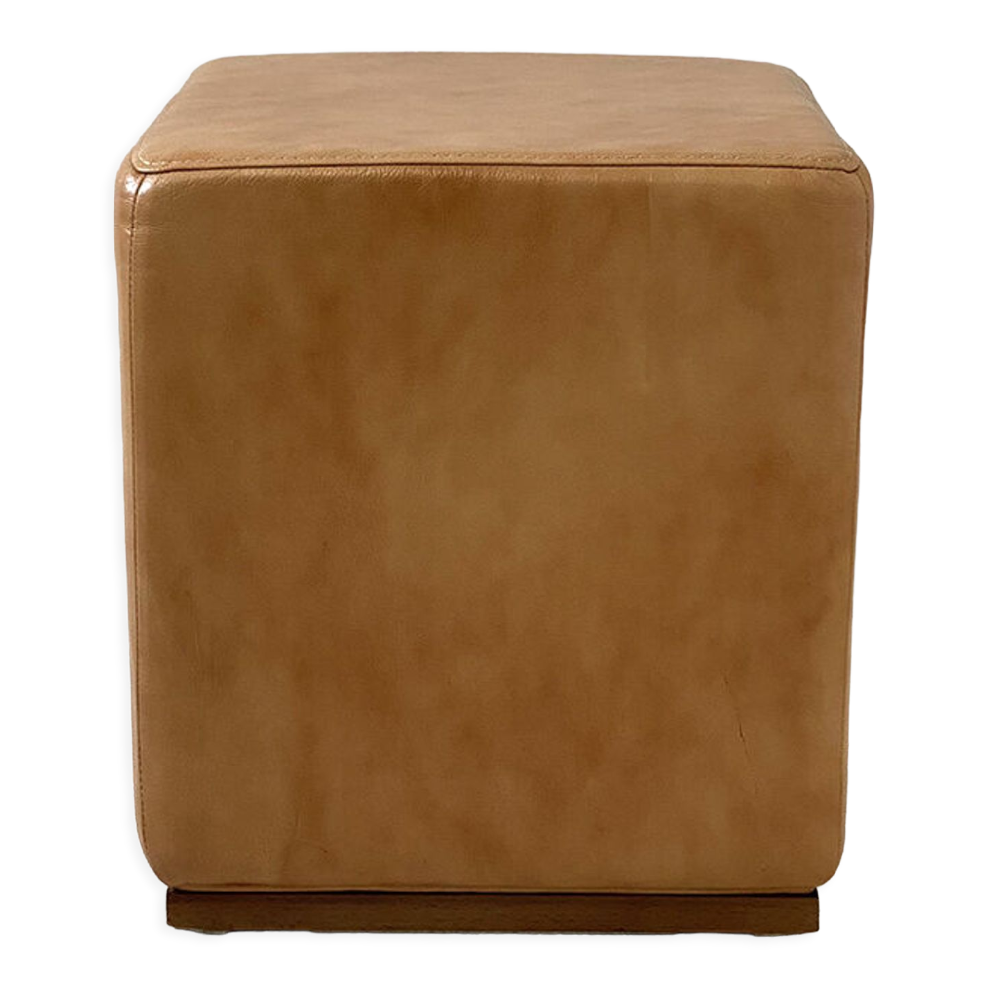 Vintage pouf 70's skaï ochre