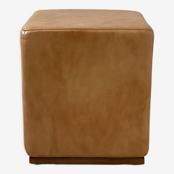 Pouf vintage 70's skaï ocre