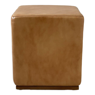 Pouf vintage 70's skaï ocre