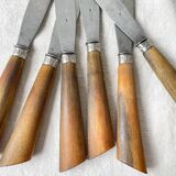 6 Vintage Horn Knives Silver Steel Blade LEPINE A LYON France 19th Century