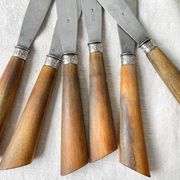 6 Vintage Horn Knives Silver Steel Blade LEPINE A LYON France 19th Century
