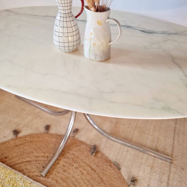 Table ovale marbre et chrome Roche Bobois années 70