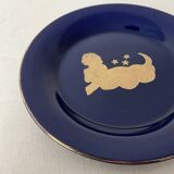 Small vintage decorative plate Françoise Saget – midnight blue and gold