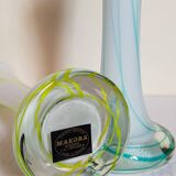 Duo of makora blown glass soliflores (krosno, poland) 1970s