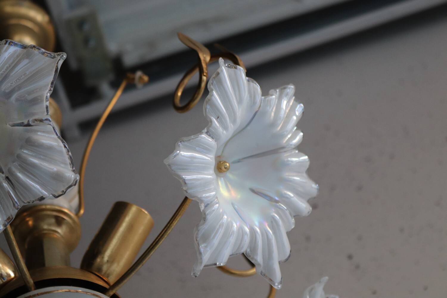 Vintage Italian white floral chandelier