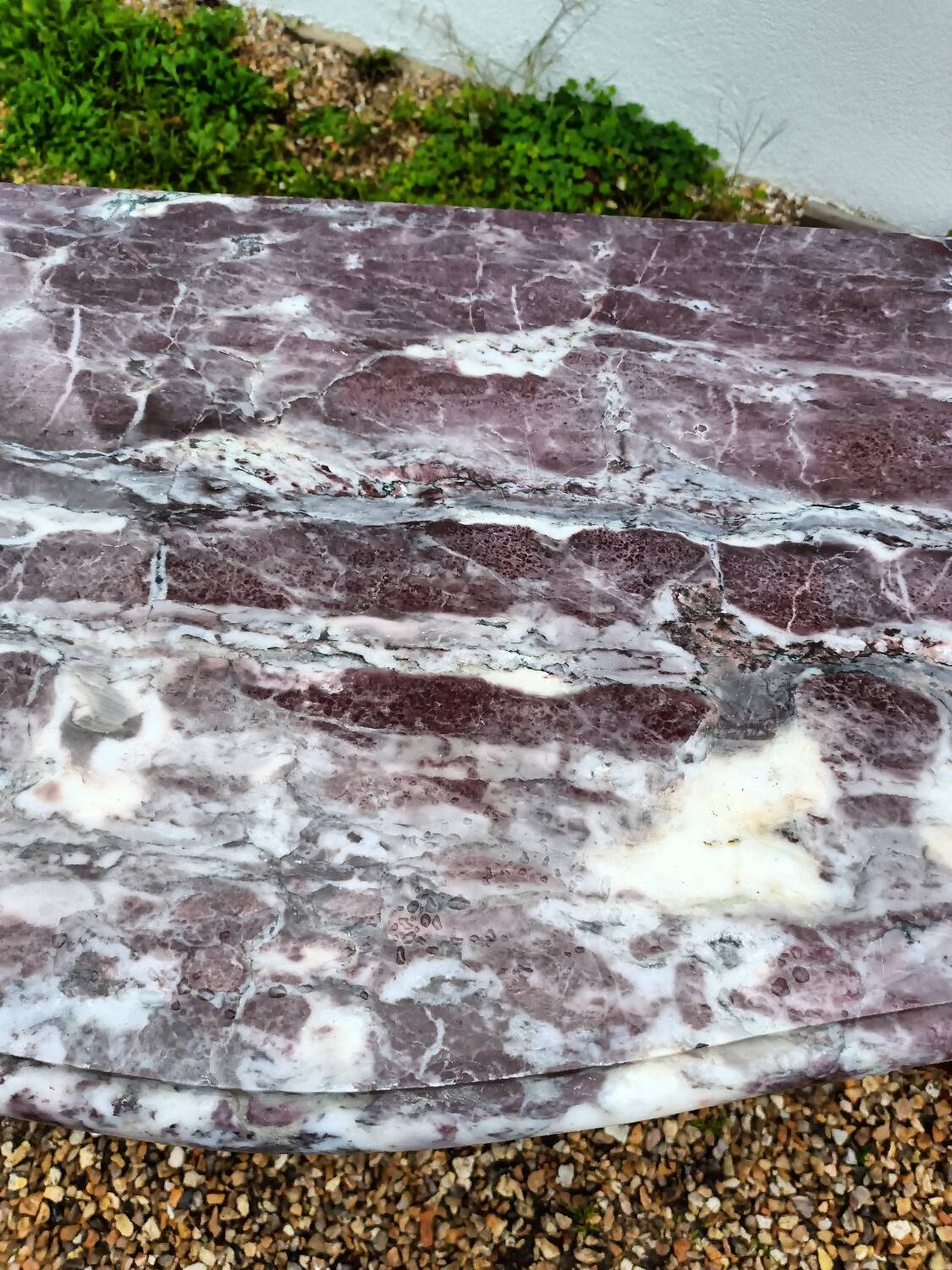 Old marquetry chest of drawers, Louis XV style marble top