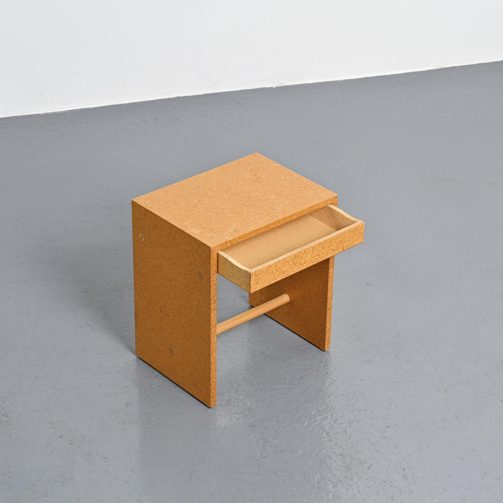 Rare stool in particle board by Max Bill, Ulm, circa 1962.