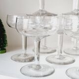 Set of 9 cut in blown and chiseled glass