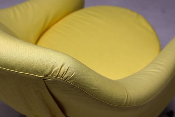 Fauteuil Marco Zanuso Martingala - Tissu de coton jaune vif