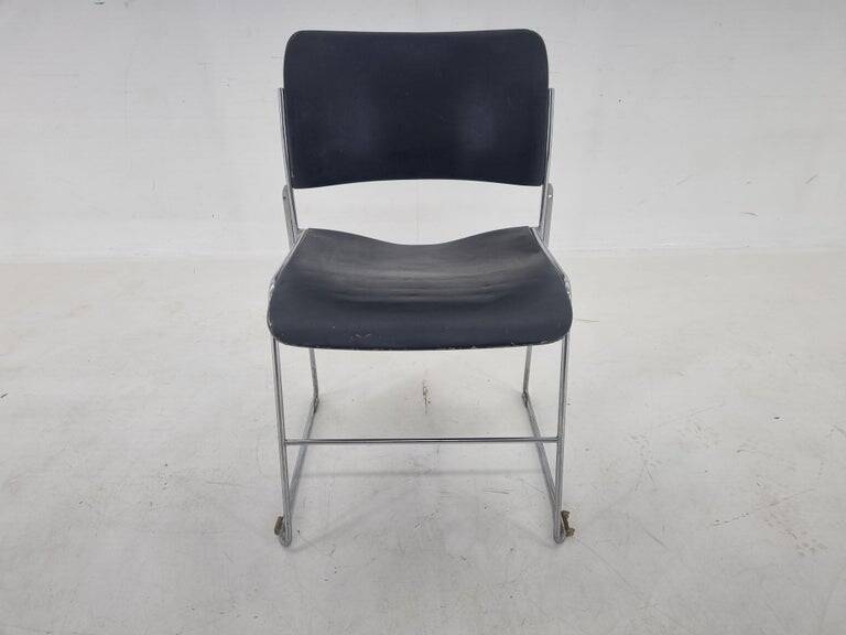 Midcentury David Rowland 40/4 Black and Chrome Side Chair, 1970s