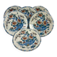 Set of 6 Gien flat plates with rooster and peony decoration, earthenware, 1875