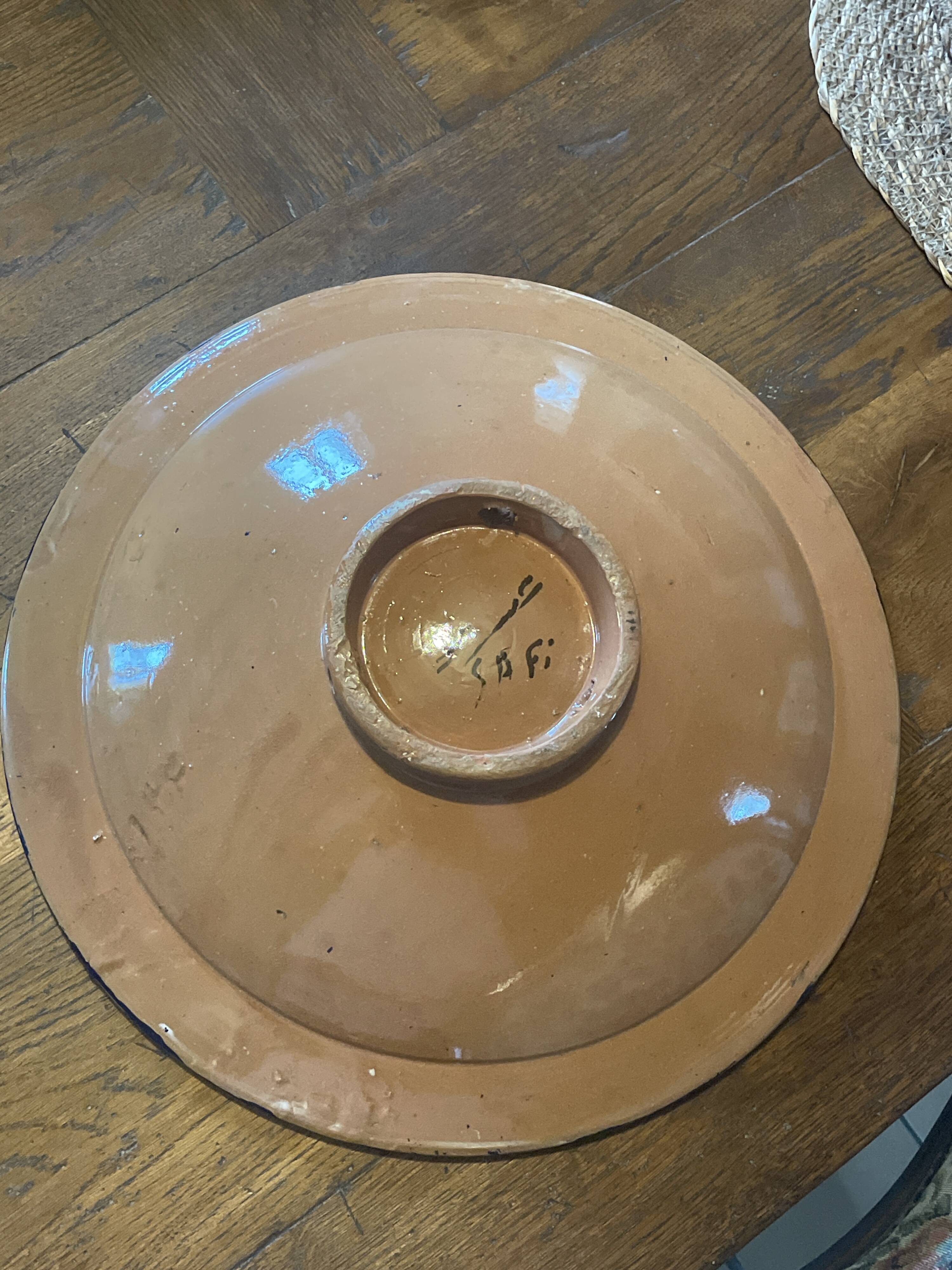 Large Moroccan Deep Plate Safi Signed