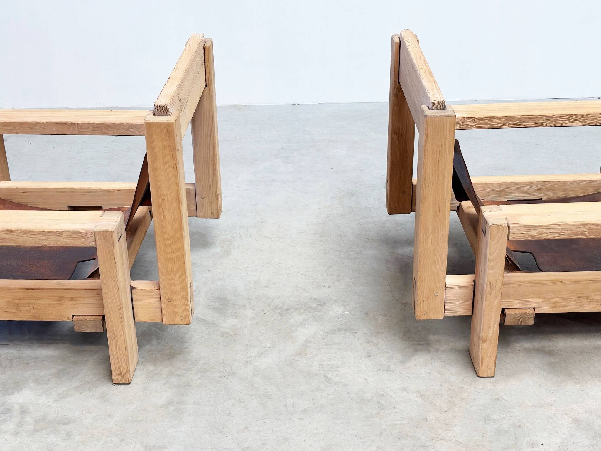 Set of two brutalist lounge chairs