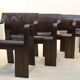 Set of four Strip dining chairs with dark brown ash armrests by Gijs Bakker for Castelijn