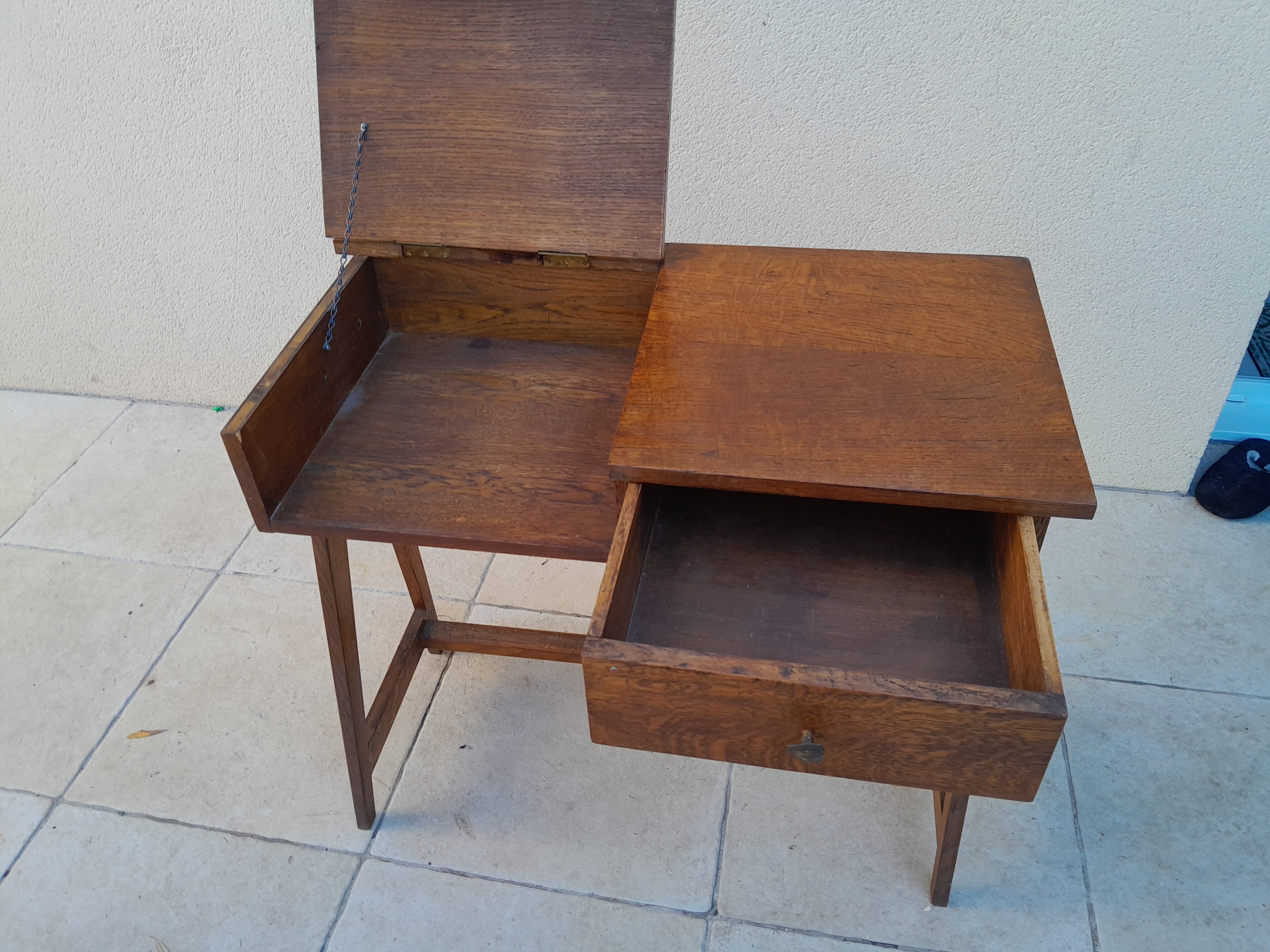 Vintage desk, reconstruction period, 50s oak