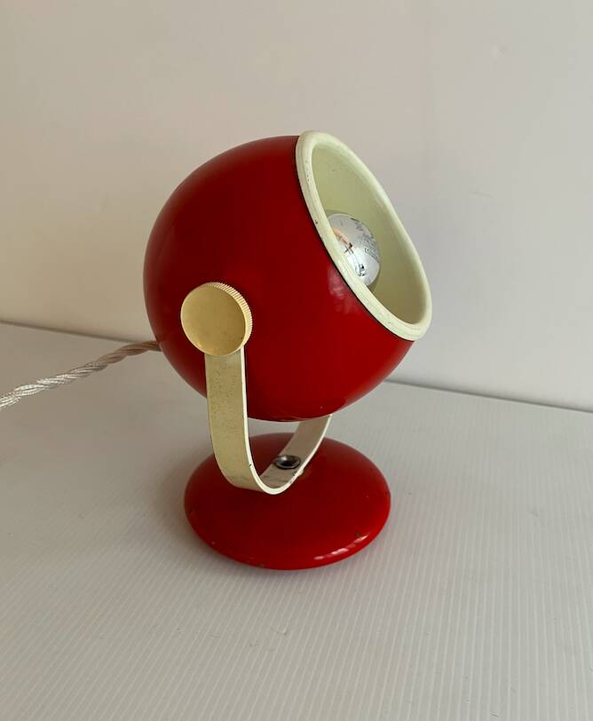 Red 70s eyeball table lamp