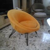 Cocoon armchairs and footrest 1950