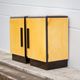 Pair of lacquered wood nightstands with brand plate, vintage bedside table, bedroom furniture