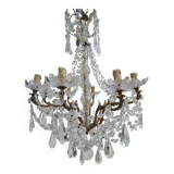 Lustre ancien bronze et cristal 8 branches