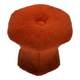 Pouf repose-pieds rond recouvert de peluche en forme de champignon vintage des années 60 et 70